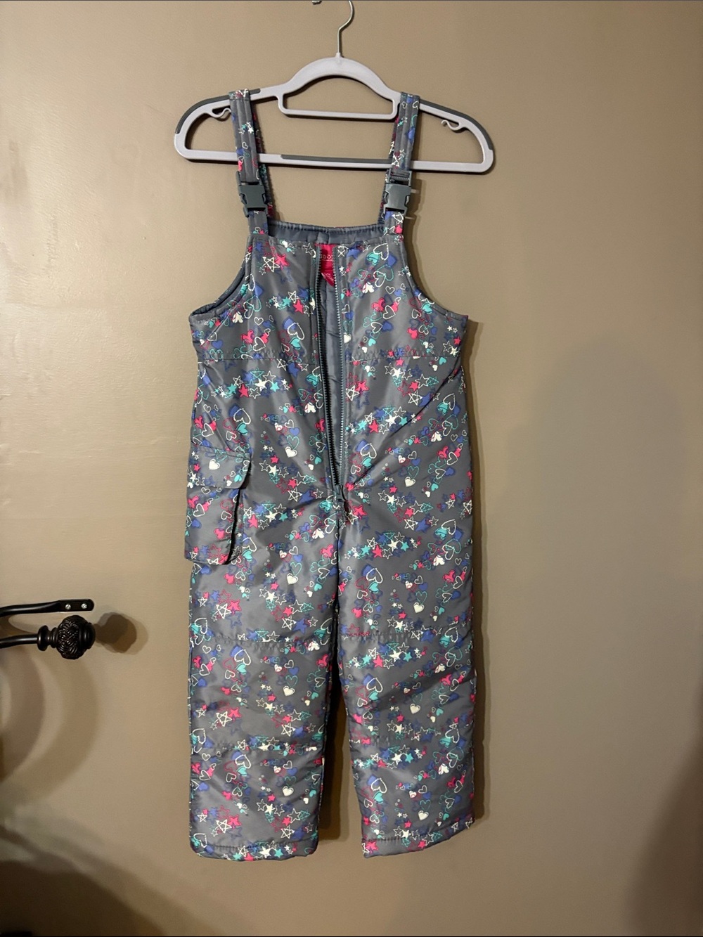 London Fog Kids Gray Heart & Star Snow Bib Overalls